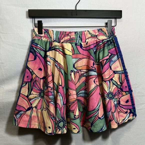 Adidas x Farm Rio Banana Floral Flared Mini Skater Skirt Pocket Colorful Size XS - Picture 2 of 9